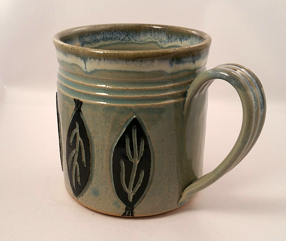 Mug greenish with leaf original